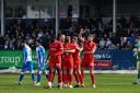 Swindon celebrate goal against Barrow